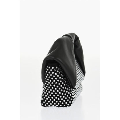 Leather MIDI TWISTER Handbag Embellished with Rhinestones