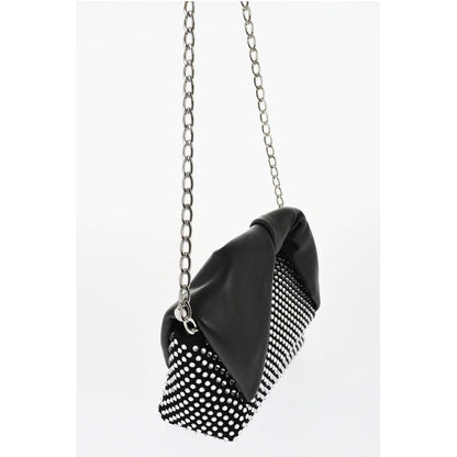 Leather MIDI TWISTER Handbag Embellished with Rhinestones
