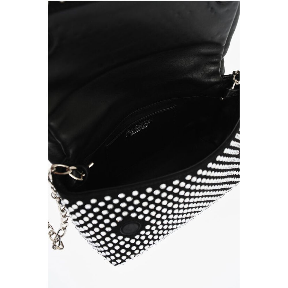 Leather MIDI TWISTER Handbag Embellished with Rhinestones