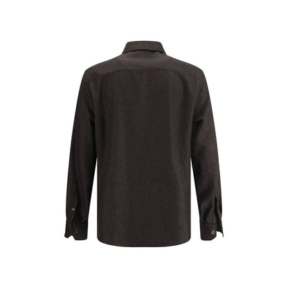 Brown Fleece Wool Pattern Shirt