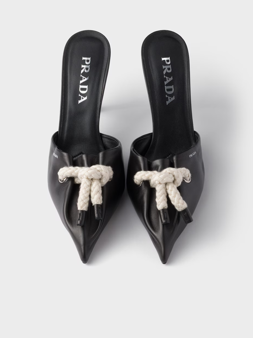 Black Nappa Leather Rope Detail  Sandals