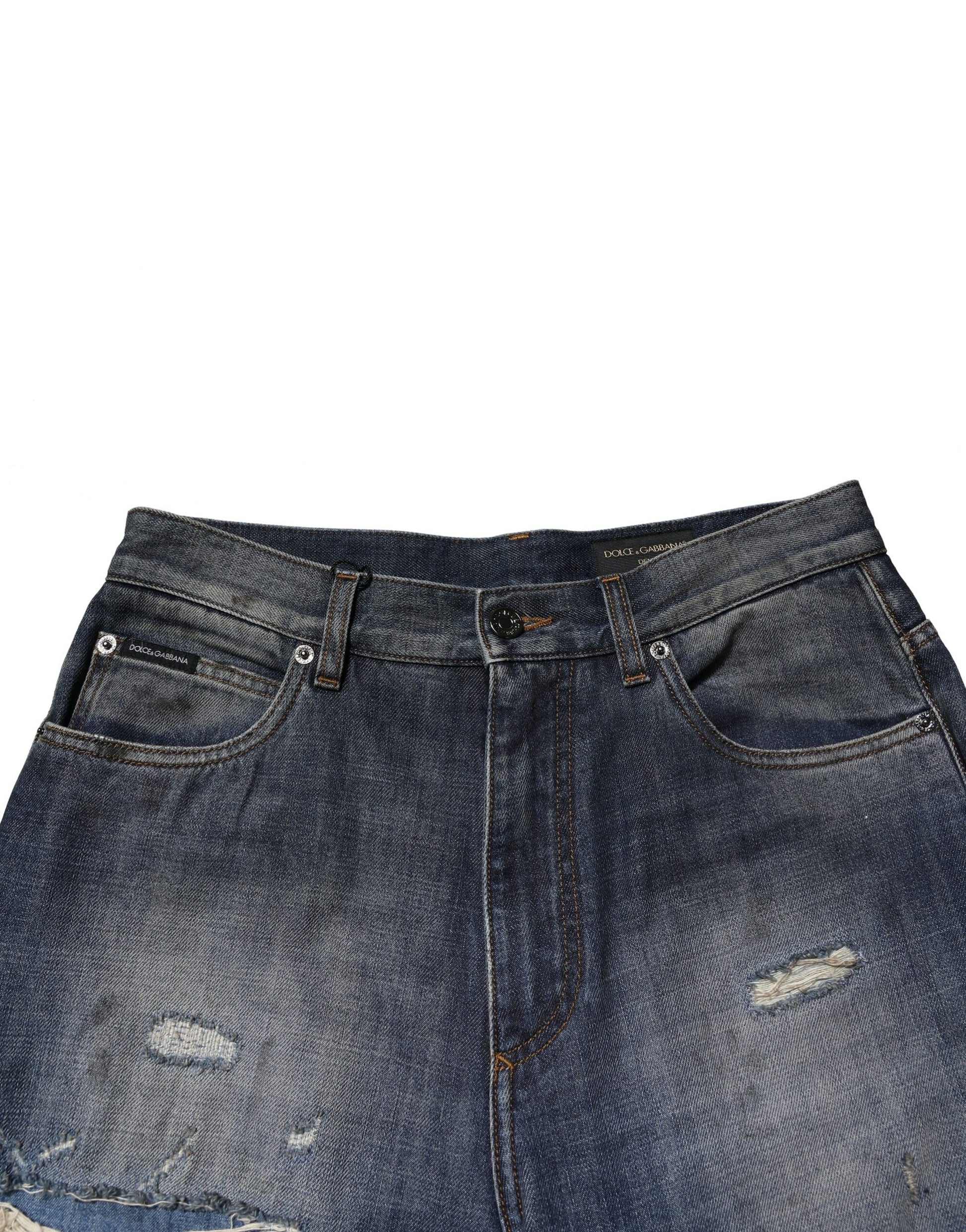 Blue Washed Tattered Cotton Men Jeans