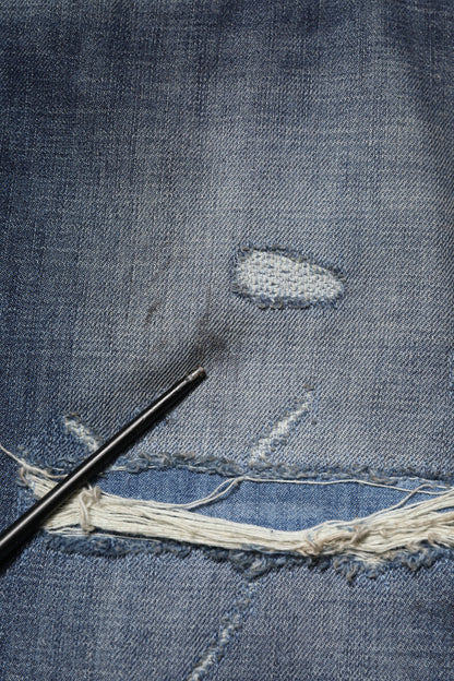 Blue Washed Tattered Cotton Men Jeans