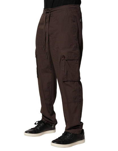Brown Cotton Cargo Jogger Men Pants