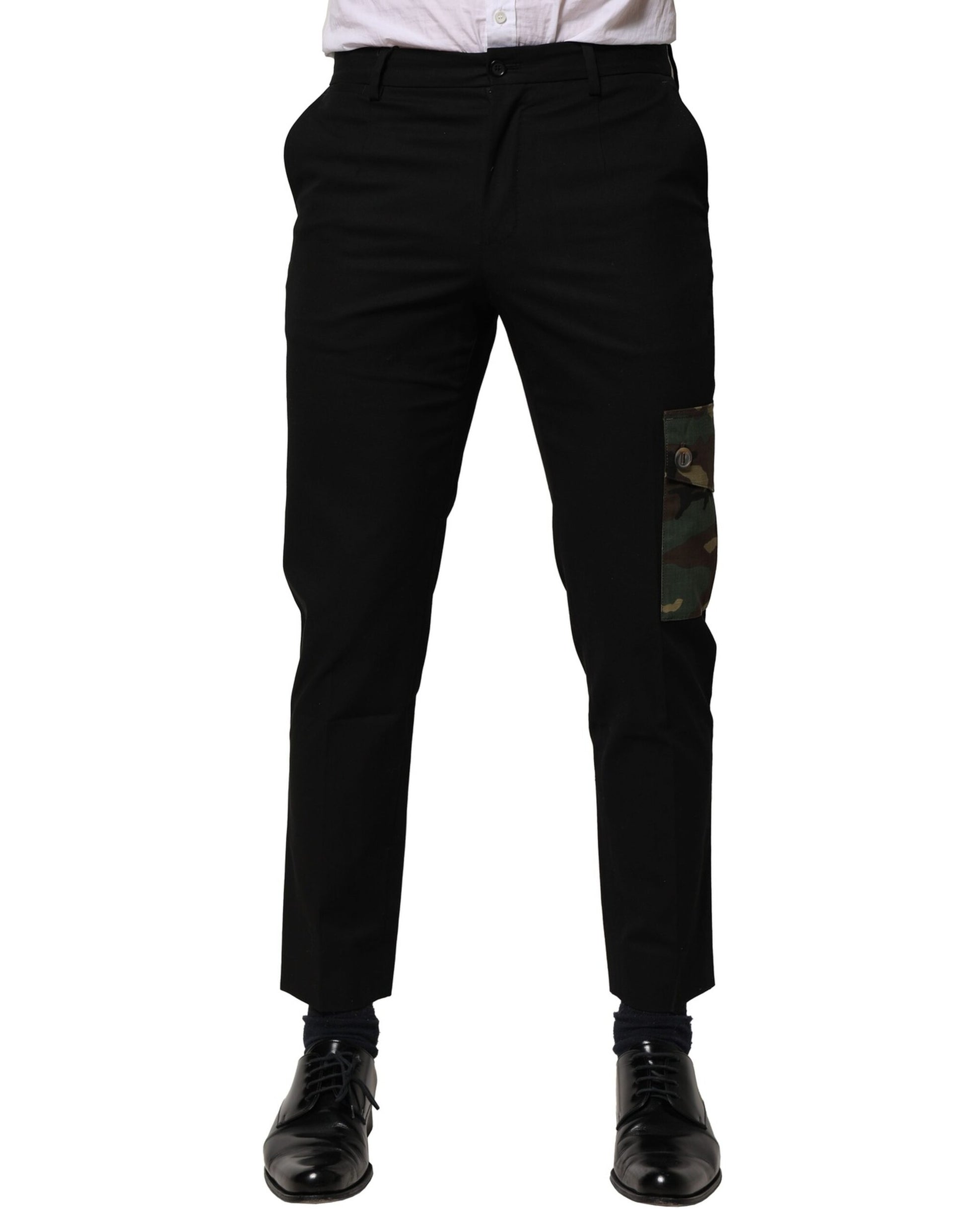 Black Cotton Cargo Dress Men Pants
