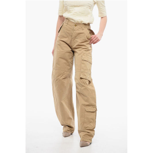 Frayed Hem Cotton ROSALIND Cargo Pants with Logo-Buttons