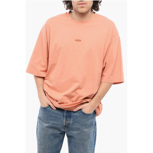 Solid Color Organic Cotton Crew-neck T-Shirt with Embroidere