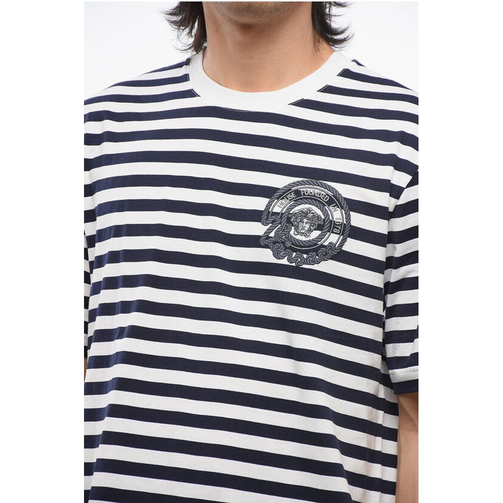 Awning Striped Cotton T-Shirt with Embroidered Logo