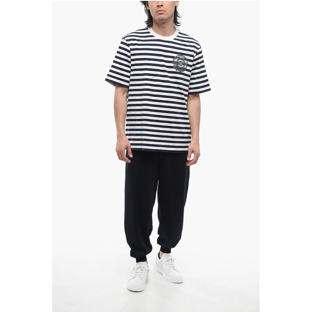 Awning Striped Cotton T-Shirt with Embroidered Logo