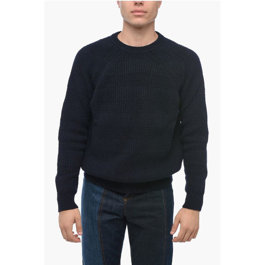 Crew Neck Jacquard Virgin Wool Sweater