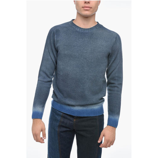 Crew Neck Cashmere Blend Sweater with Degradè Bottom