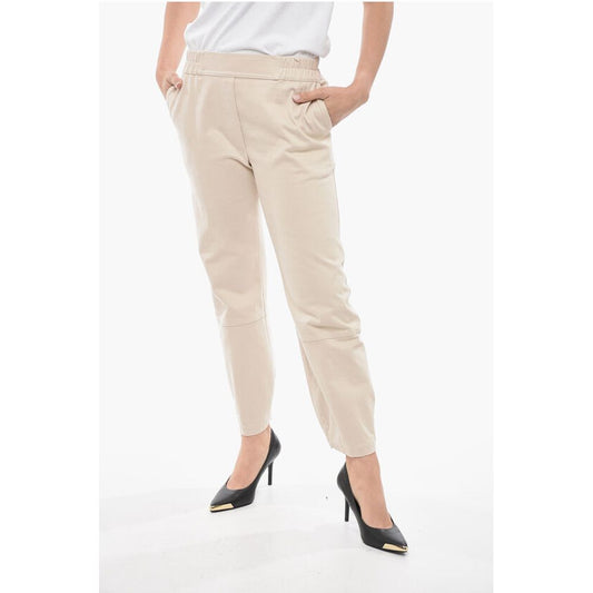 Stretch Cotton Pants with Elastic Cuffs