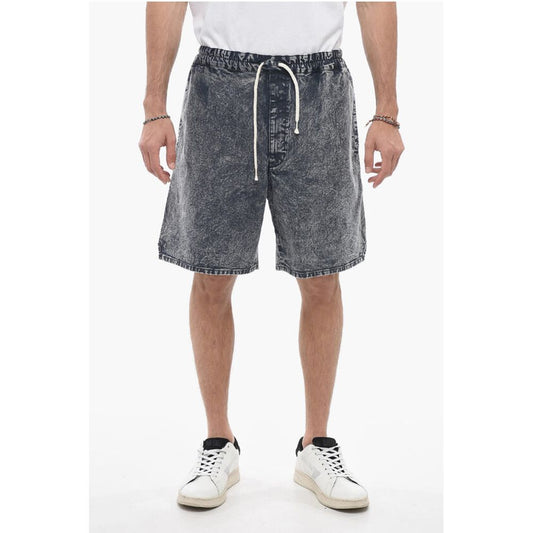 Denim Wide-leg Shorts with Drawstring