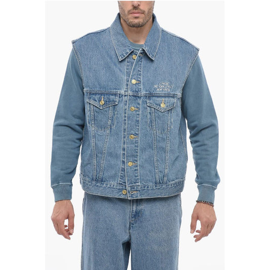 Sleeveless Denim Jacket with Golden-Buttons