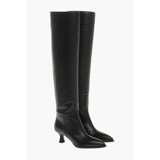 Over-the-Knee Leather Boots with Point Toe