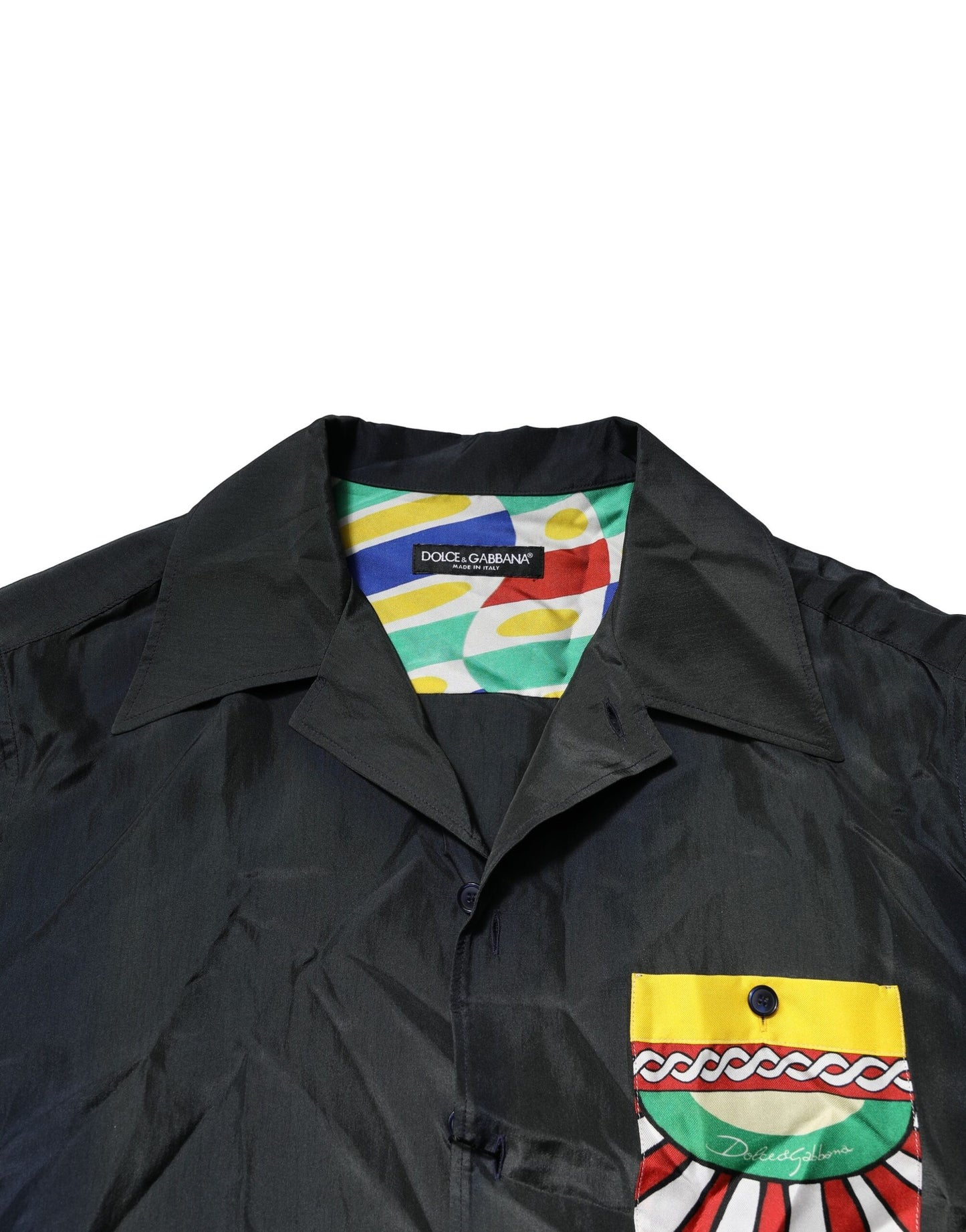 Black Silk Short Sleeves Men Casual Shirt