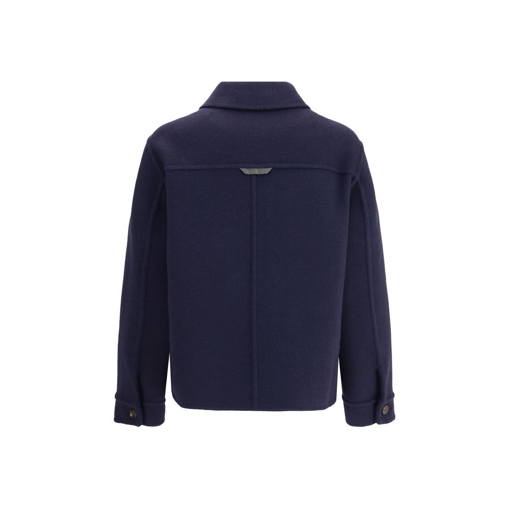 Blue Fleece Wool Coat
