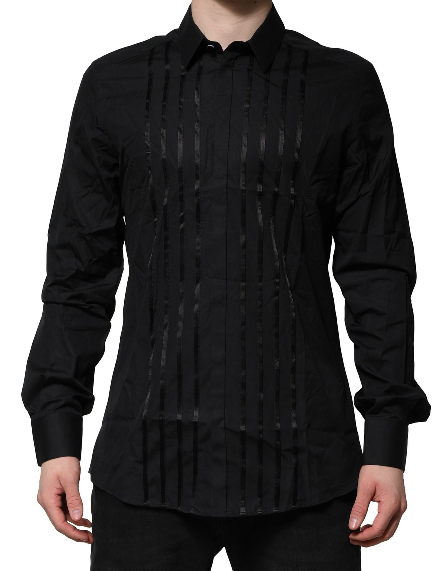 Black Cotton GOLD Mens Dress Formal Shirt