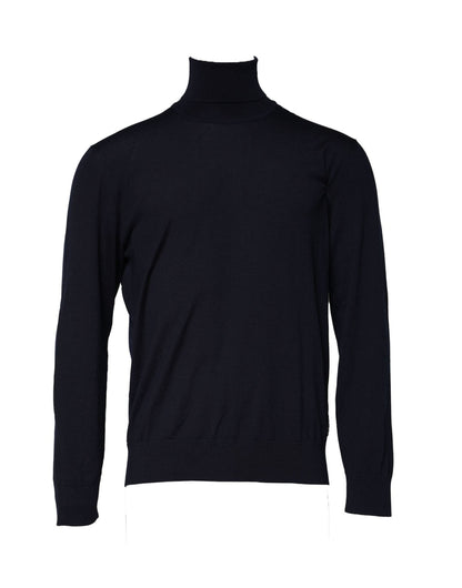 Blue Long Sleeve Turtleneck Pullover Sweater