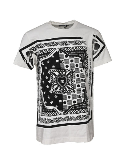 White Bandana Cotton Men Crew Neck T-shirt