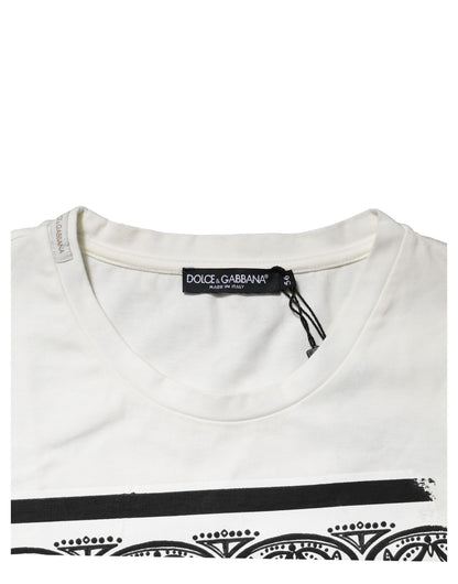 White Bandana Cotton Men Crew Neck T-shirt