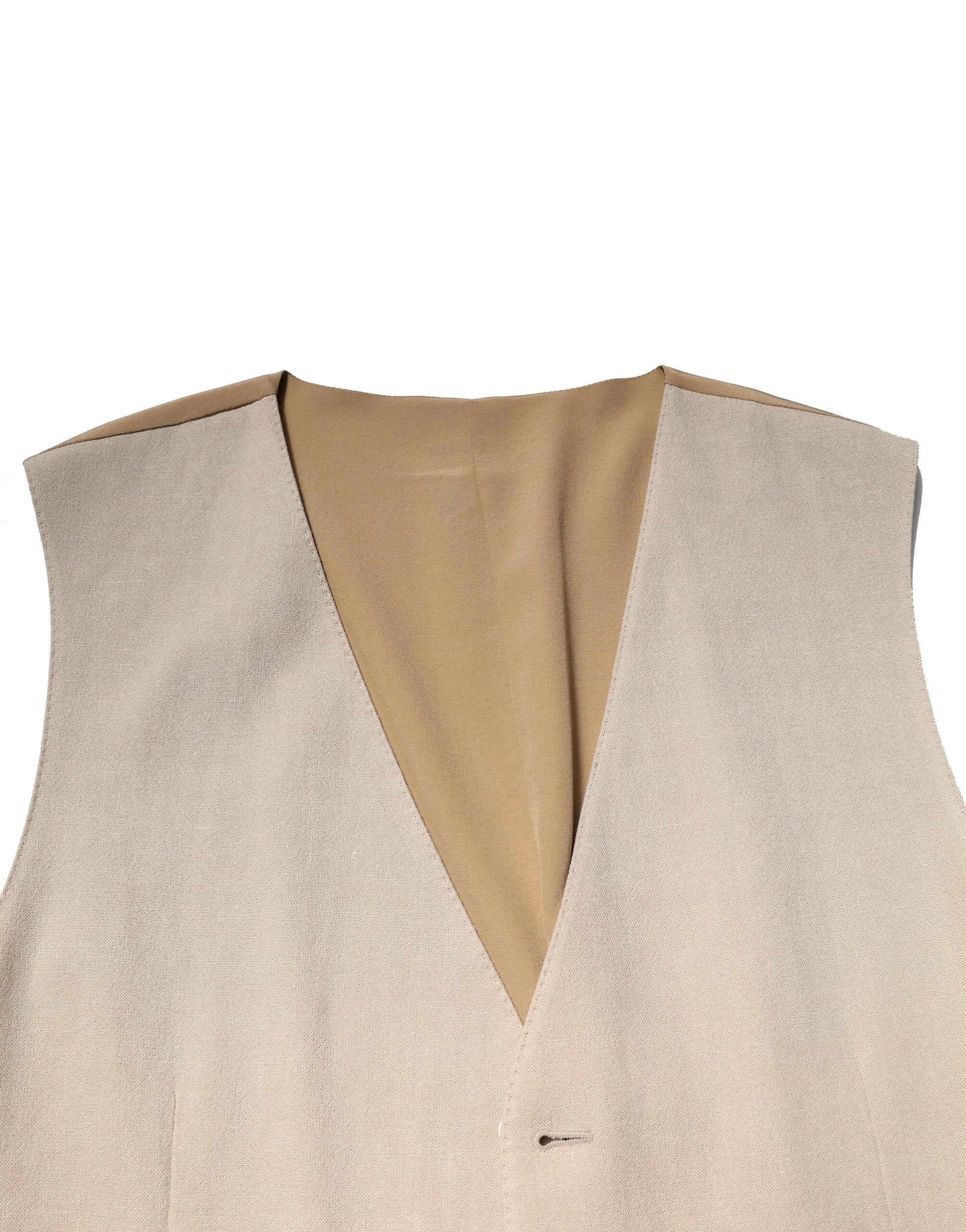 Beige Linen Dress Formal Men Waistcoat Vest