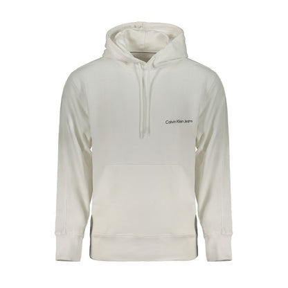White Cotton Men Sweater with Hood