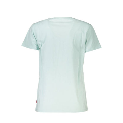 Blue Cotton Women T-Shirt
