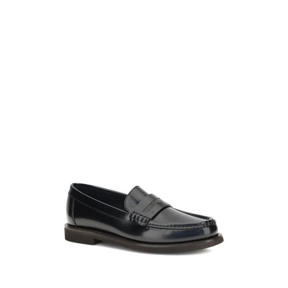 Black Calf Leather Bos Taurus Slip-On Loafers