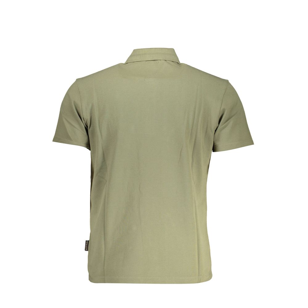 Green Cotton Men Polo Shirt