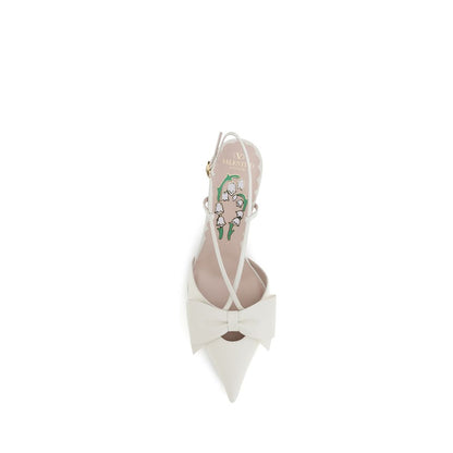 White Calf Leather Bos Taurus High Heel Pumps