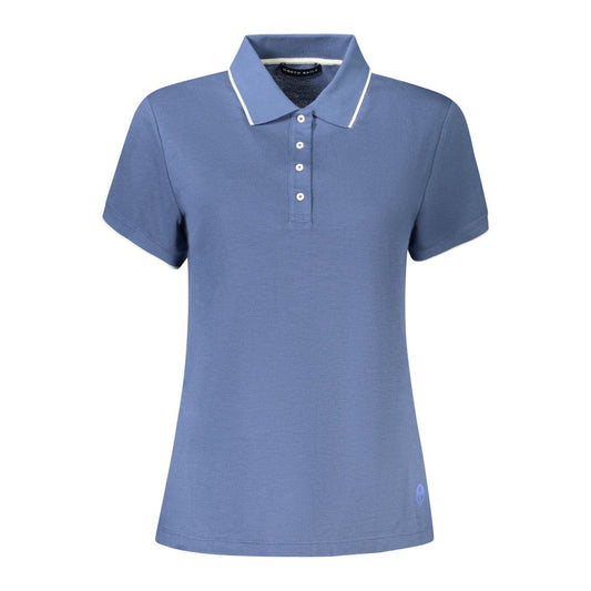 Blue Cotton Women Polo Shirt