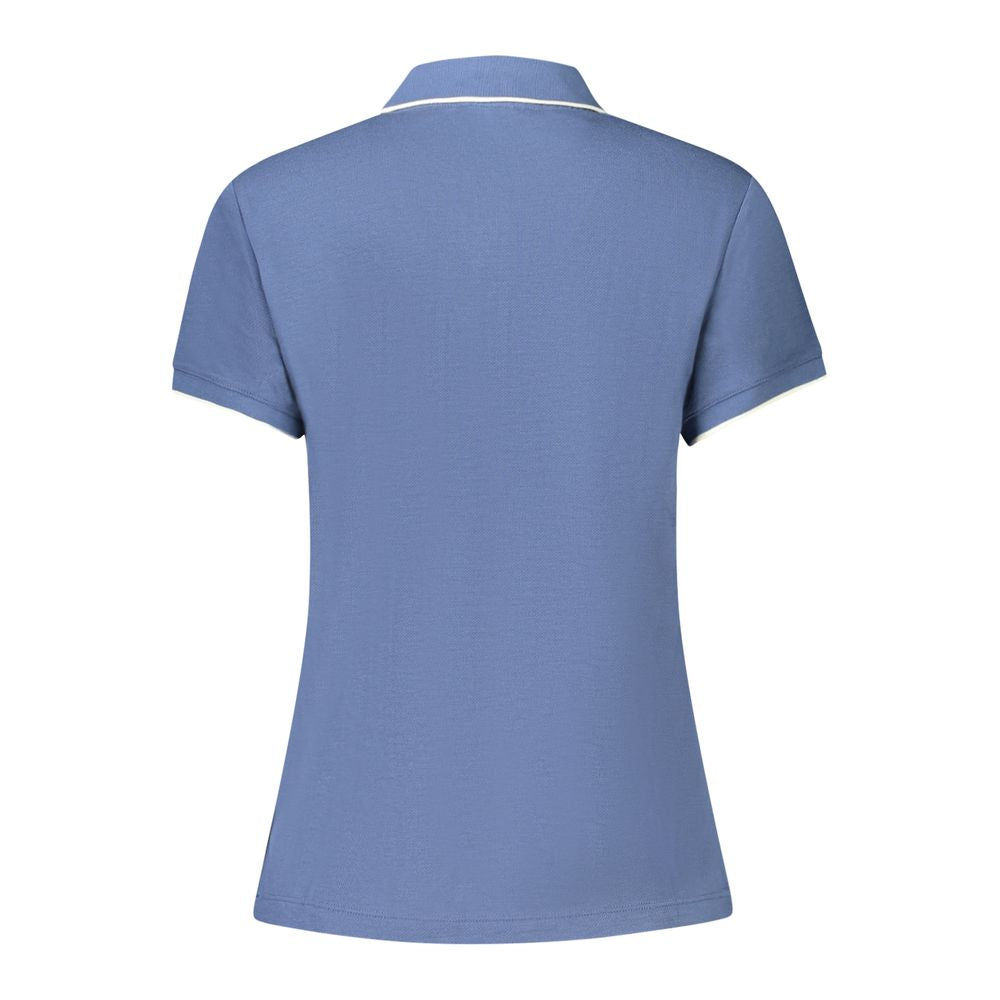 Blue Cotton Women Polo Shirt