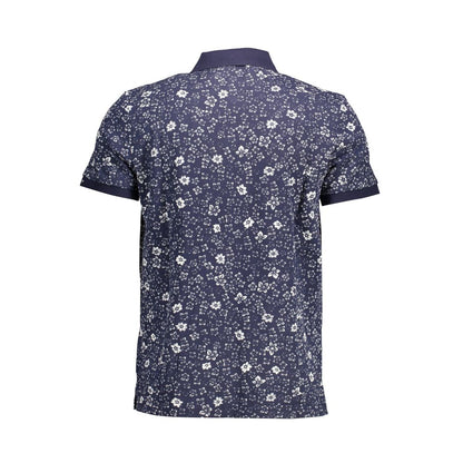 Blue Cotton Men Polo Shirt