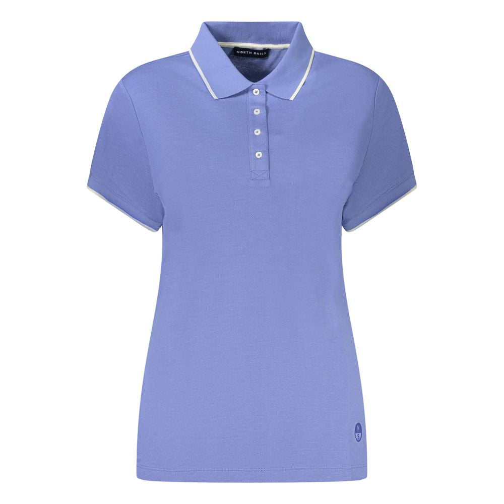 Blue Cotton Women Polo Shirt