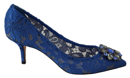 Blue Lace Crystal Ballet Pumps Shoes