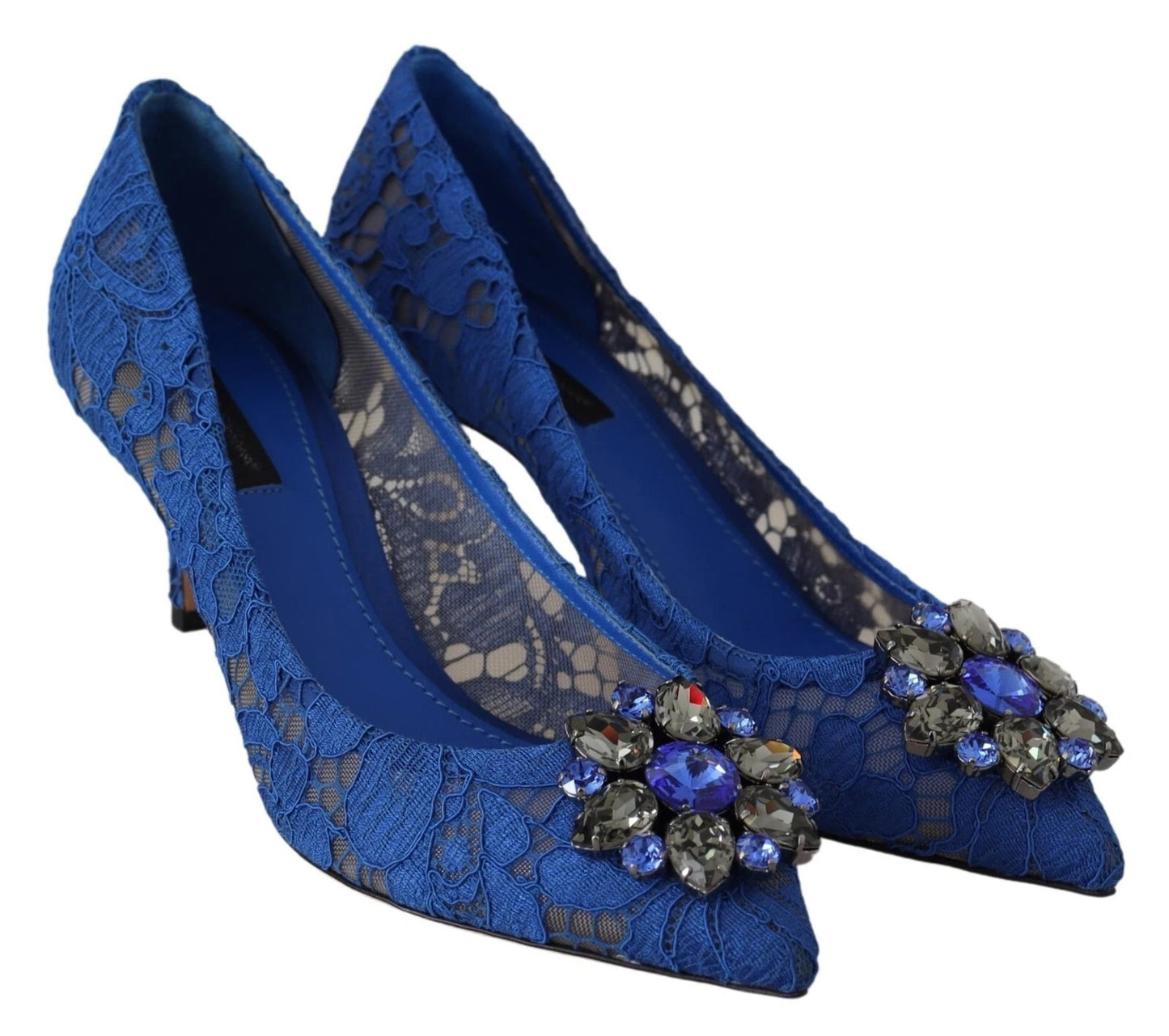 Blue Lace Crystal Ballet Pumps Shoes