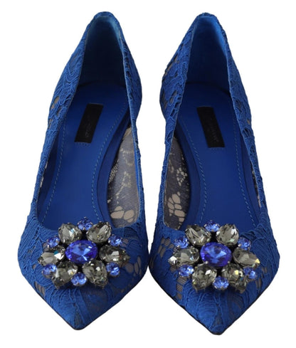 Blue Lace Crystal Ballet Pumps Shoes