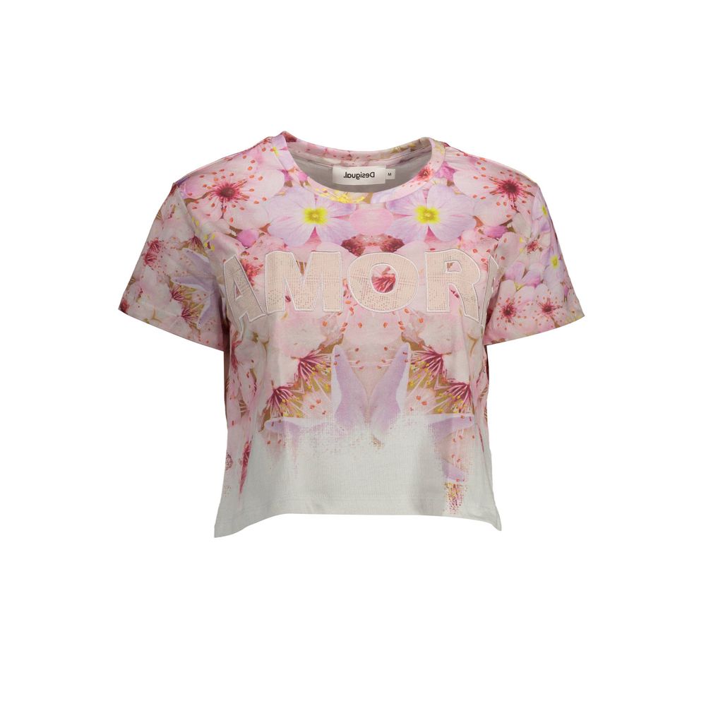 Pink Cotton Women T-Shirt