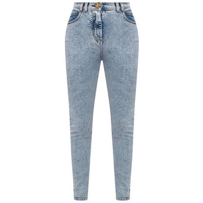 Blue Cotton Women's High-Waisted Jean