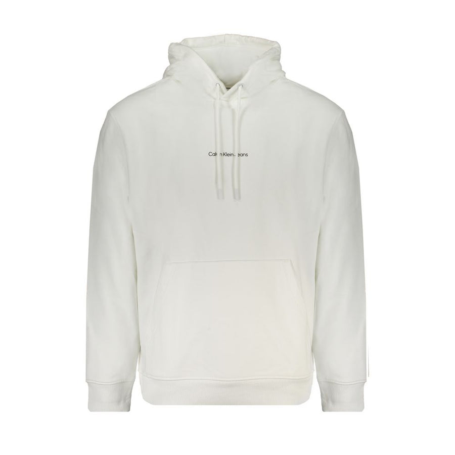 White Cotton Men Sweater with Hood
