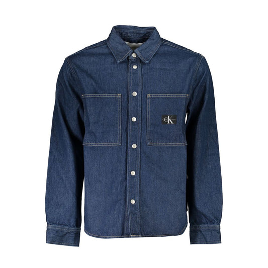 Blue Cotton Men Jacket
