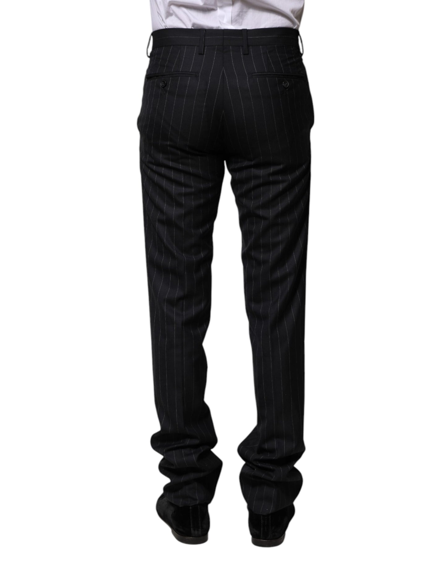Black Wool Striped Formal Pants
