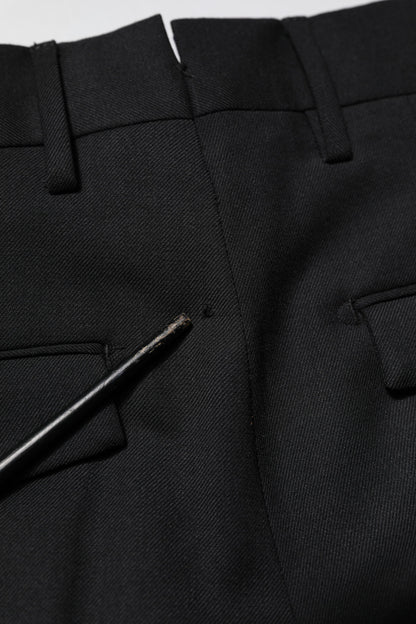 Black Solid Formal Tapered Men Dress Pants