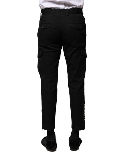 Black Cotton Formal Men Cropped Pants