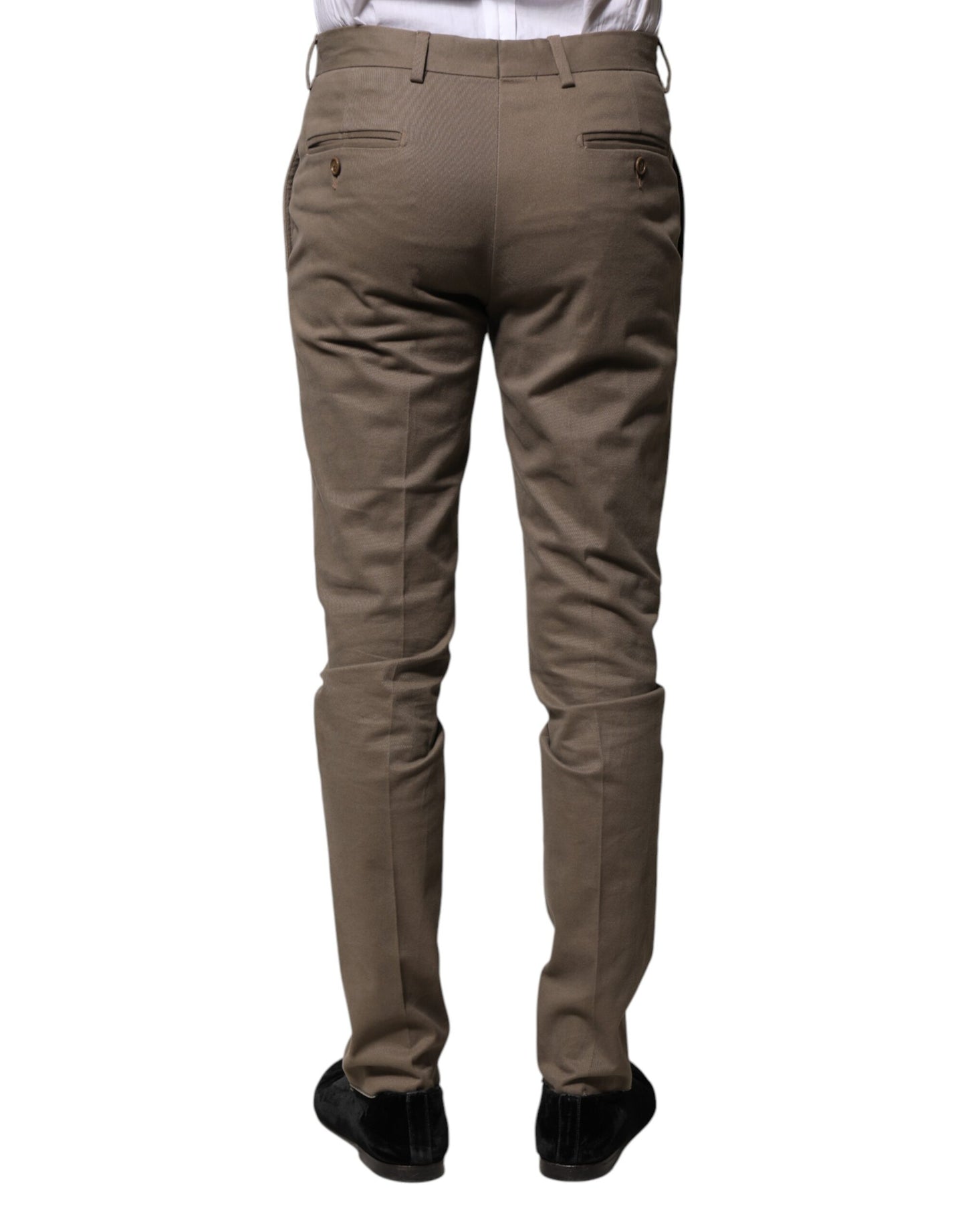 Brown Cotton Tapered Formal Dress Pants