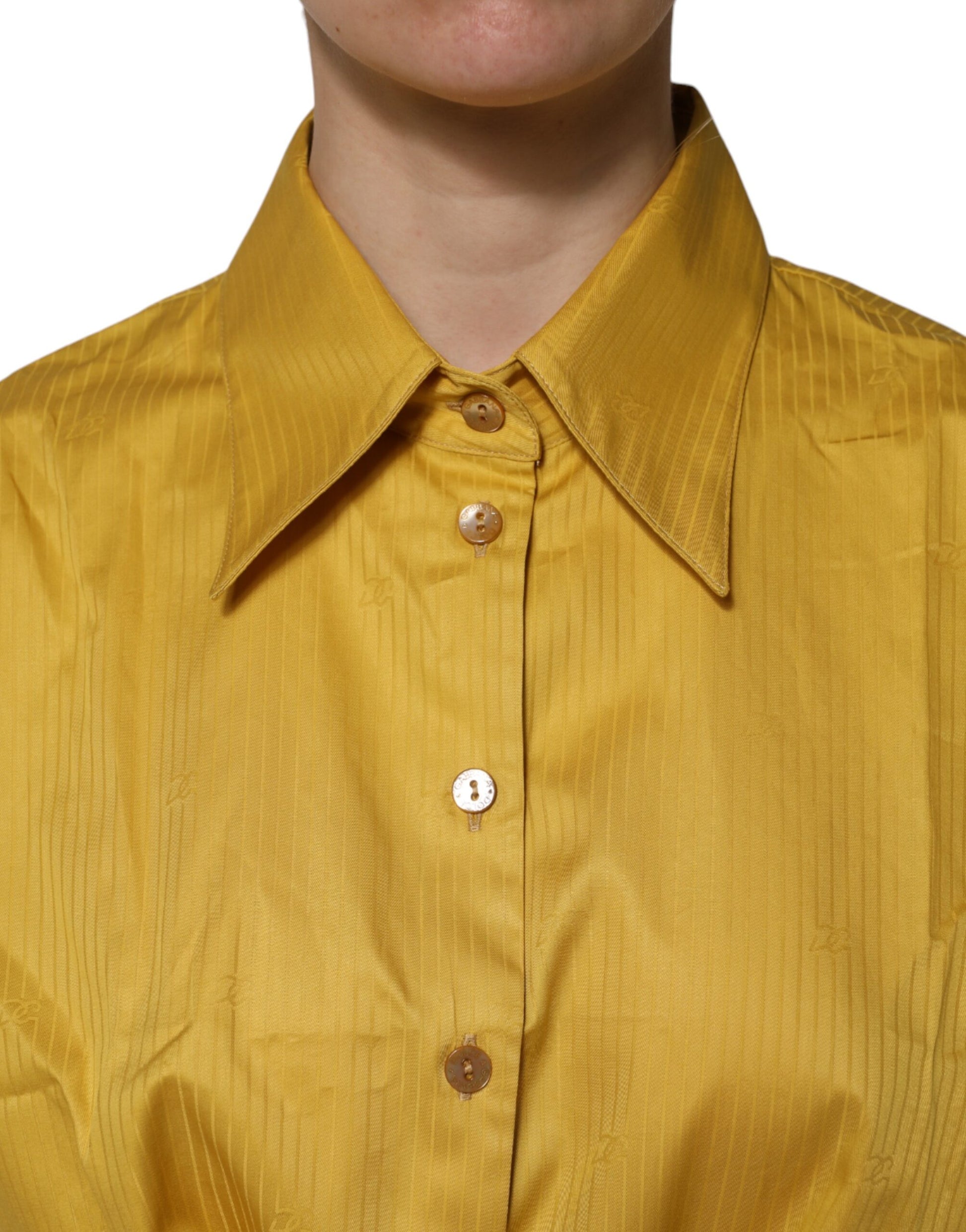 Mustard Collared Short Sleeves Blouse Top