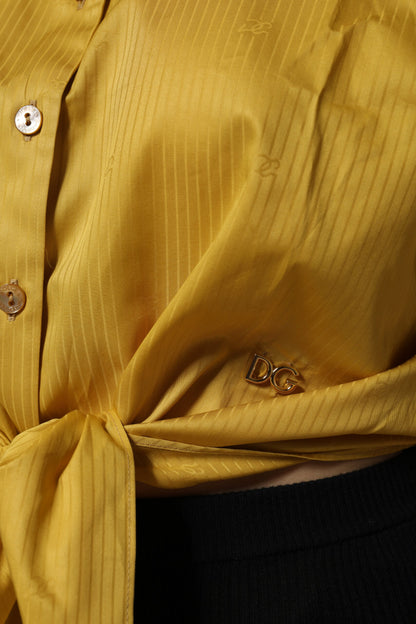 Mustard Collared Short Sleeves Blouse Top