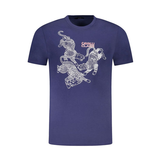 Blue Cotton Men T-Shirt