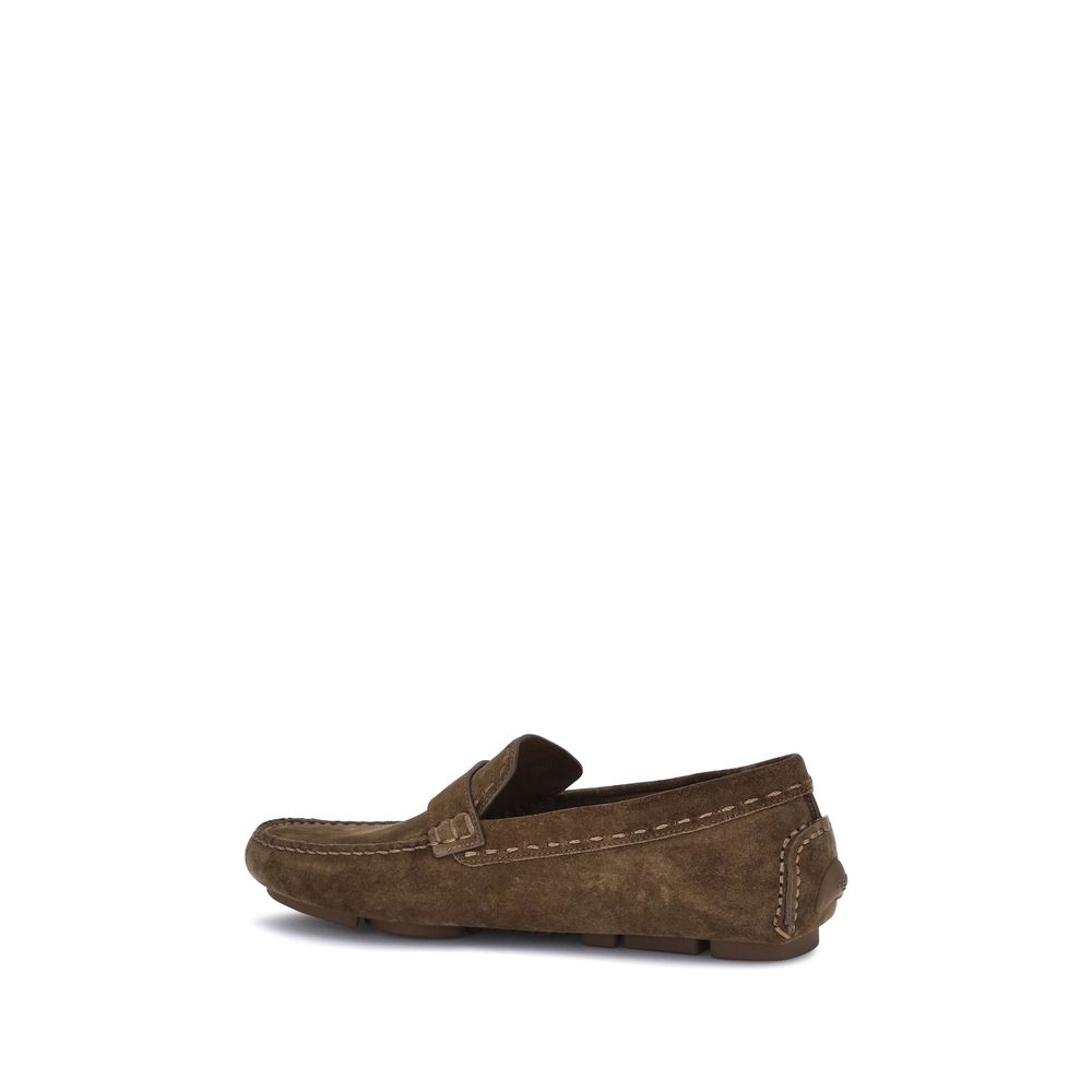 Brown Rubber Slip-On Loafers